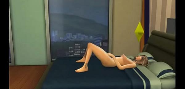  Sim masturbates in bed